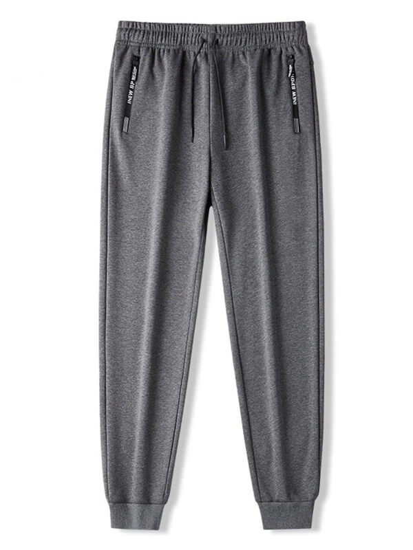Casual men's thick pants in gray, windproof and warm with drawstring closure, ankle-length, perfect for outdoor sportswear - SF0622